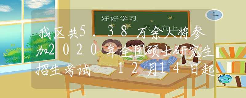 我区共5.38万余人将参加2020年全国硕士研究生招生考试  12月14日起可打印准考证