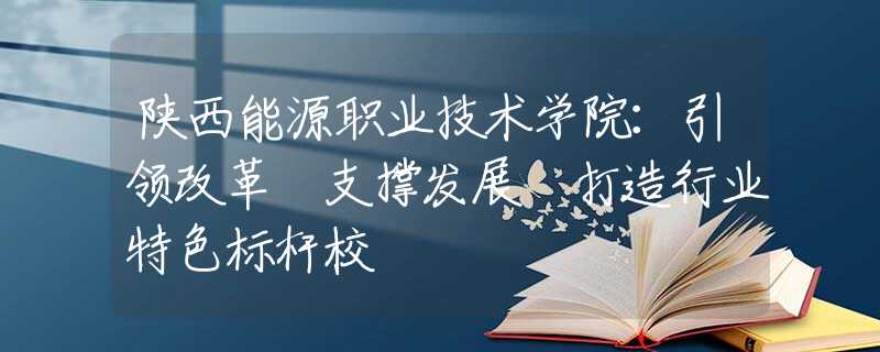 陕西能源职业技术学院：引领改革 支撑发展 打造行业特色标杆校