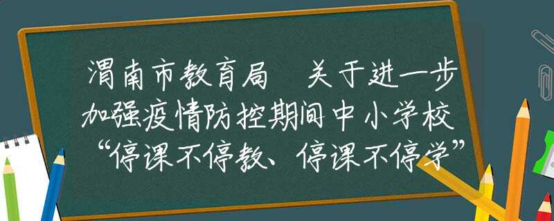 渭南市教育局 关于进一步加强疫情防控期间中小学校 “停课不停教、停课不停学”工作的通知